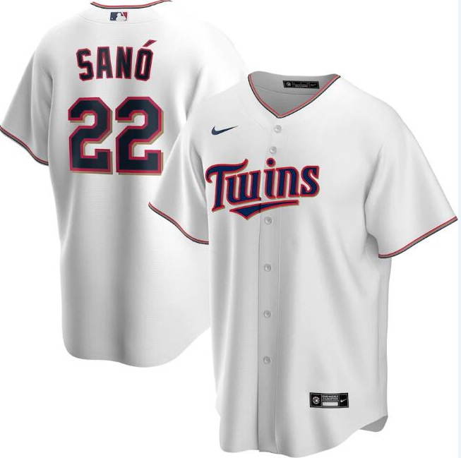 Men's Minnesota Twins #22 Miguel Sanó White Cool Base Stitched Jersey